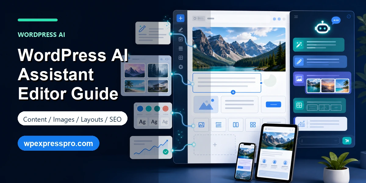 WordPress AI Assistant editor guide for content images layouts and SEO