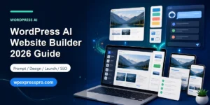 WordPress AI Website Builder 2026 guide for prompt design launch and SEO